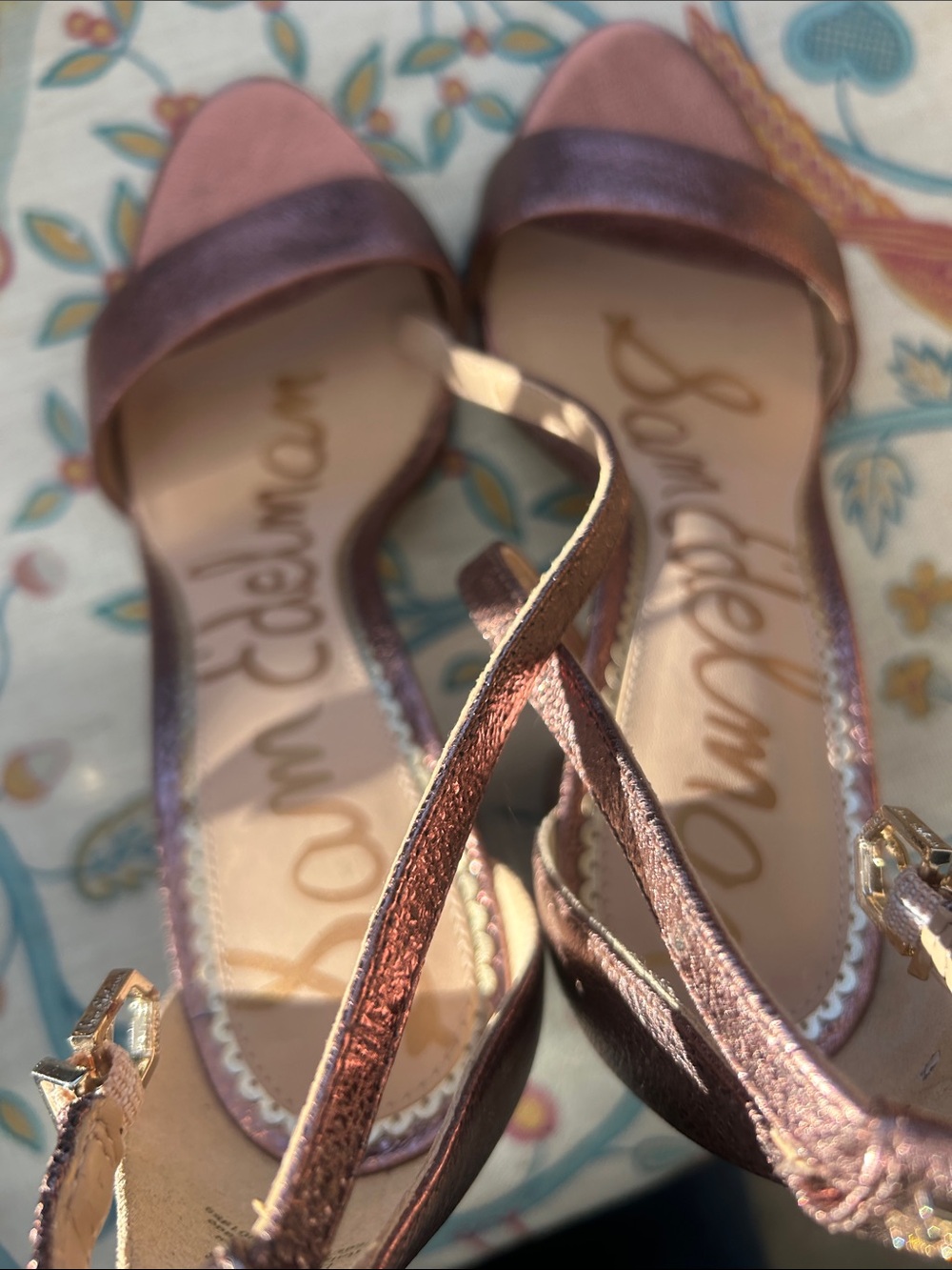 Sam Edelman Rose Gold Metallic Strappy Sandals